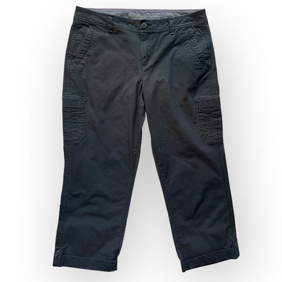 Eddie Bauer Women's Gray Lightweight Ripstop Slightly Curvy Crop Pants Size 10 - Picture 1 of 16
